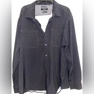 Dress shirt Kenneth Cole size 2X all black with white polka dots all around